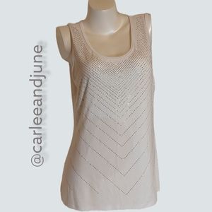 Established 1962 embellished white tank top. Size L. Pre-owned, but good cond.